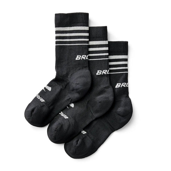 BROOKS Calza Running RUN-IN CREW SOCK 3-PACK (col.001 / Black)