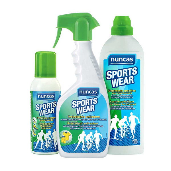 NUNCAS Sportswear Trio (Detergente-Pretrattante-Spray Antiodore)